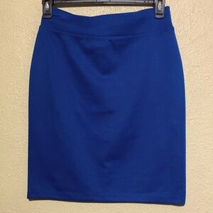 Style & Co Pencil Midi Skirt S Blue Stretch Polyester Rayon Pull Up